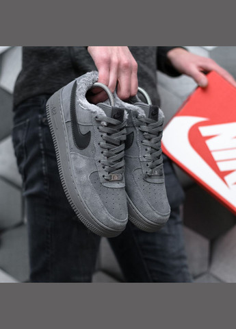 Сірі Зимовий кросівки зимові чоловічі і жіночі nike air force 1 winter low gray fur | найк аір форс 1 низькі сірі з хутром No Brand