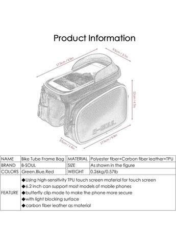 Велосипедная сумка-чехол для руля для смартфона синий | Держатель телефона с сенсорным окном Велоорганайзер водостойкий B-Soul (351855099)