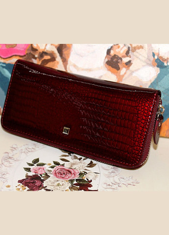 Кожаный женский кошелек клатч на молнии 0832 бордовый Henghuang (307284824)