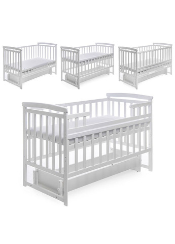 Ліжечко дерев'яне Трансформер, без шухляди. White (149618) Наталка (340909402)