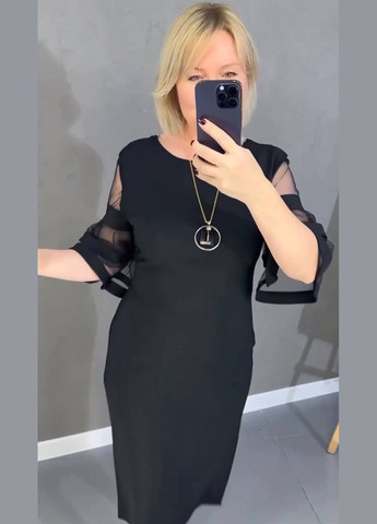 Чорна повсякденний вільна сукня довжини міді No Brand однотонна