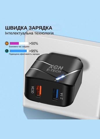 Зарядное устройство XON PowerCharge 18W (QC3.0) USB Type-А (PCWC018018A2С0B 6174) Черный XON E-Tech (303428957)