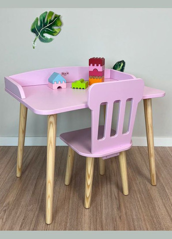 Столик розовый с бортиком и стульчик решетка с круглыми ножками No Brand (334012920)