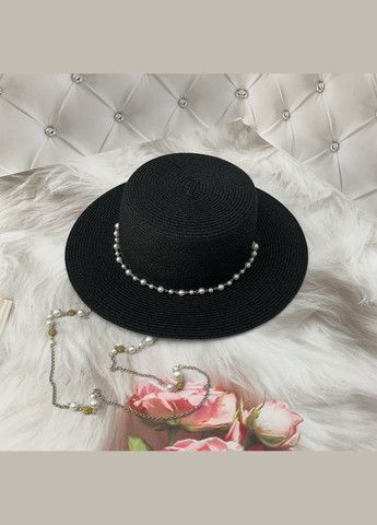 Женская летняя шляпа канотье с цепочкой и жемчужинами CATALINA No Brand (293943118)