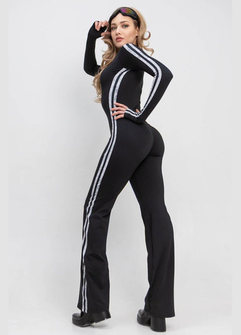 Комбинезон TOTALFIT комбинезон-брюки однотонный чёрный спортивный полиэстер