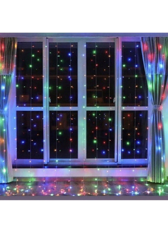 Гірлянда штора Водоспад 3х2 м 400 LED (прозорий шнур, з перехідником) Мульти світло No Brand (331639808)