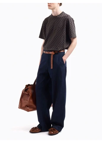 Синие демисезонные широкие джинсы 9750216 синий 34 5o3324 Emporio Armani