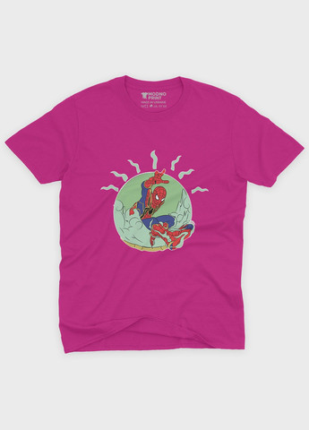 Рожева демісезонна футболка для хлопчика з принтом супергероя - людина-павук (ts001-1-fuxj-006-014-021-b) Modno