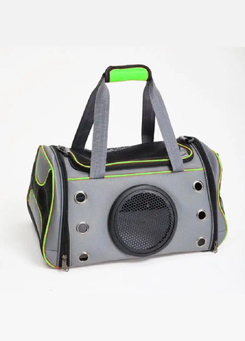 Сумка переноска для тварин котів собак з вентиляцією ілюмінатором 41x25x24 см розмір S (477279-Prob) Сіра із зеленим Unbranded (296552116)