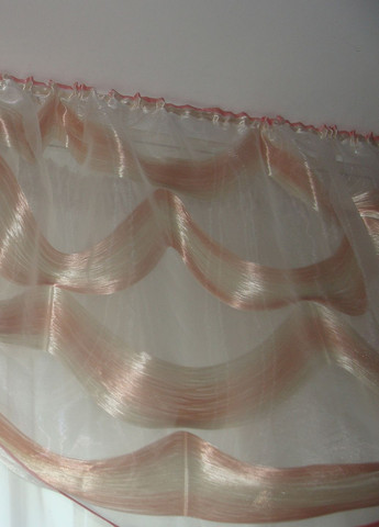 Ламбрекен Качельки из нитей с бантами карниз 250см розовый с белым и бежевым (92_1пб) Firanka Modern (335870530)