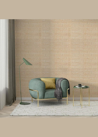 Самоклеюча декоративна 3D панель 700х770х5мм Бежева смужка цегла (184) SW-00000489 Sticker Wall (329896120)