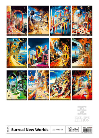 Календар HELMA 2026 48,5 x 33,4 см Surreal New Worlds Helma 365 (361855122)