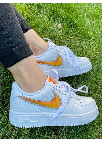 Білі Осінні кросівки чоловічі nike air force 1 low jewel white orange найк аір форс 1 преміум No Brand
