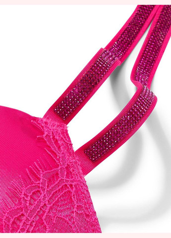 Рожевий демісезонний комплект (корсет+трусики бразиліана) double shine strap push-up Victoria's Secret