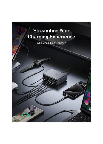 Зарядний пристрій (A2683341) Anker GaNPrime 200W 4xUSB-C PD + 2xUSB-A Black (369878707)