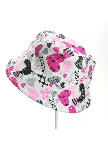 Панама рожева з білими сердечками унісекс літня 80% бавовна 20% поліестер легка стильна універсальна 55–59 см No Brand (364859634)
