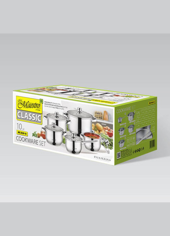 Набір посуду неіржавкий 1.5 x 2 x 3 x 5 x 1.5 л (5 шт.) MR-2020-10 (MR-2020-10) Maestro (323637384)