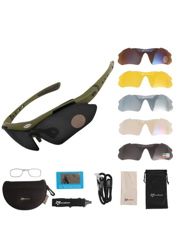 Защитные тактические очки olive с диоптрийной вставкой и комплектом из 5 сменных линз Rockbros (329741393)