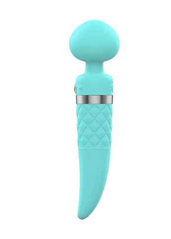 Вибромассажер 2в1 Sultry, классический массажер и вибратор с ротацией, подогрев, Teal Pillow Talk (371389791)
