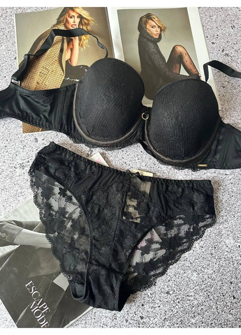 Чорний комплект жіночої нижньої білизни бюст спейсер з трусиками сліп чорний Weiyesi