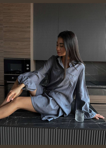 Летний стильный костюм двойка из приятной к телу ткани серо-сиреневого цвета No Brand 773 (338187807)