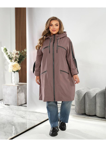 Жіночий батальний плащ осінь-весна довгий з капюшоном на блискавці демісезон (355876680)