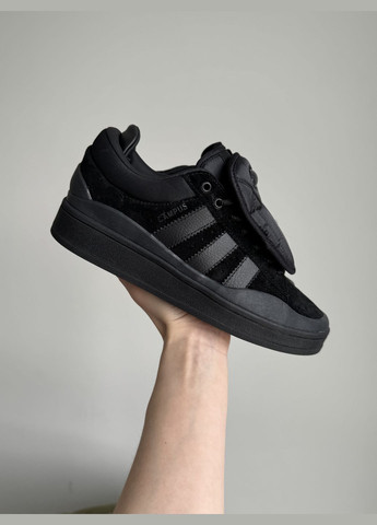 Чорні Осінні кросівки чоловічі і жіночі adidas campus x bad bunny black | адідас кампус х бед бані чорні No Brand