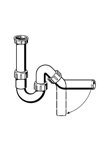 Сифон для раковины 1 1/2”х50 без патр. 45° пластик белый трубный б/н 102821 Viega (335040943)