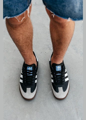 Чорні Осінні кросівки чоловічі і жіночі adidas samba vegan black grey | адідас самба веган чорні білі No Brand