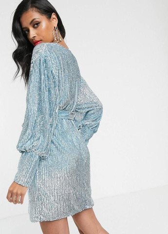 Голубое платье мини у вечернего паетки Asos