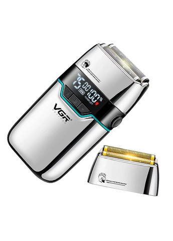 Електробритва з дисплеєм 7500об/хв USB срібляста для гоління бороди та голови чоловіча бритва No Brand (379742223)