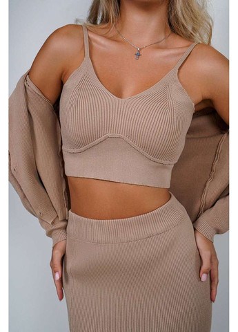 Бежевое костюм-тройка юбка 24505 моко. Tanita-Romario