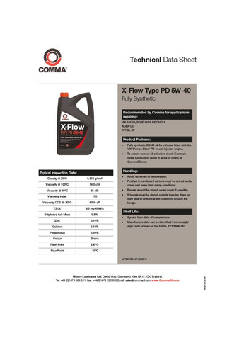 Моторное масло X-FLOW TYPE PD 5W-40 4 литра (XFPD4L) Comma (333654607)