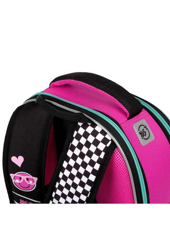 Шкільний рюкзак, каркасний, два відділення, бічні кишені, розмір: 35*28*15 см, чорнорожевий Lovely Smile Yes (293510906)