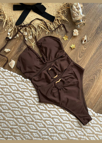 Темно-коричневый летний трендовый шоколадный монокини слитный, монокини Vakko