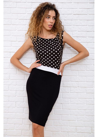 Чорна коротка пряма сукня, чорного кольору в горох, 167r099 Ager