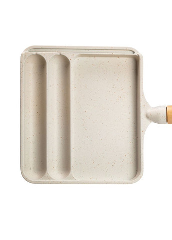 Сковорода прямоугольная на 3 секции с антипригарным покрытием бежевая Jooki (358705963)