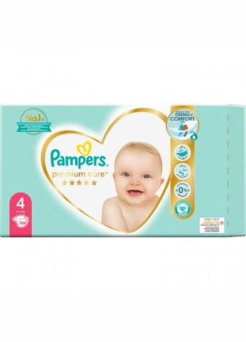 Підгузок Premium Care Maxi Розмір 4 (9-14 кг) 104 (4015400465447) Pampers Premium Care Maxi Размер 4 (9-14 кг) 104 шт (271044519)