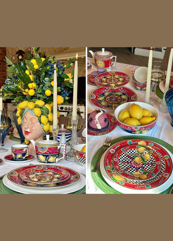 Фуршетная стойка Sicilia "Ornamento" (Орнамент) Ø27см и Ø19см, фарфоровая 2-х ярусная фруктовница Bona (339776052)