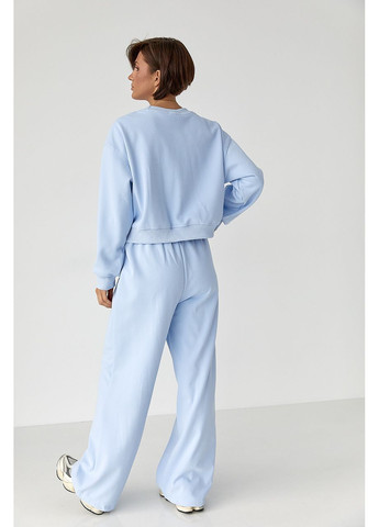 Спортивний костюм з плюшевим начосом з коротким світшотом та брюками палаццо - темно-сірий колір Lurex (364967873)