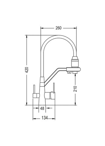 Змішувач для кухні INX4A-08-BLACK на дві води, нержавіюча сталь, чорний Wezer (373267111)
