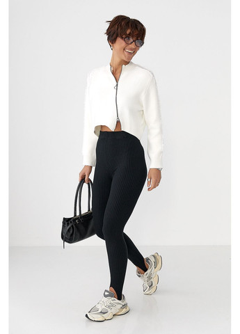 Трикотажные лосины в рубчик со штрипками - бежевый цвет Lurex (370601963)