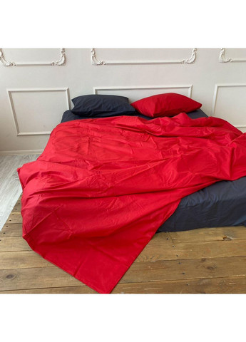 Постільна білизна Червоний + графіт, ранфорс Полуторний розмір, наволочки 50/70 No Brand (364219156)