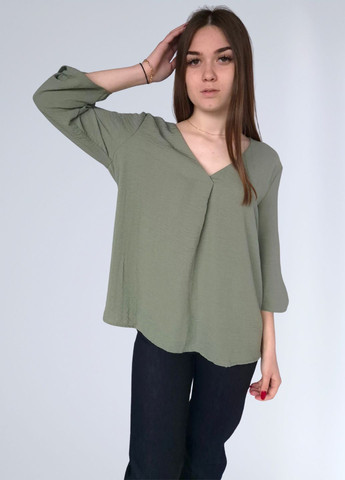 Хакі блузка жіноча вільна без застібки JDY