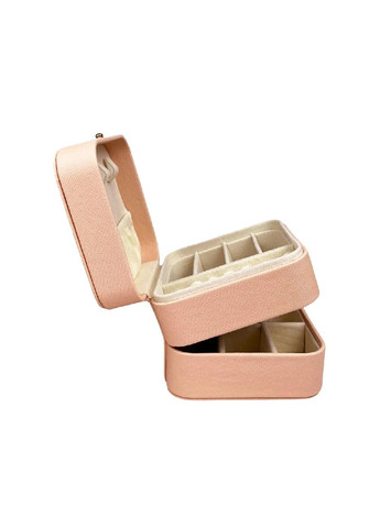 Скринька футляр короб бокс двох'ярусна для зберігання прикрас коштовностей штучна шкіра 9х8х9 см (479196-Prob) Рожева Unbranded (316173217)