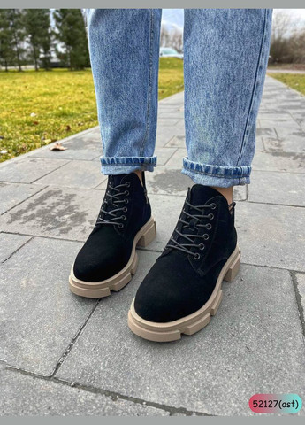 Жіночі стильні демісезонні натуральні черевики на байці No Brand (306442734)