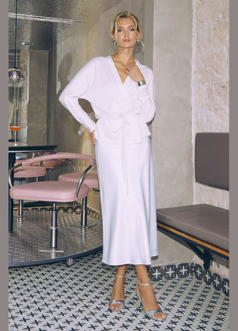 Шовкова молочна спідниця міді Seventeen (340477000)