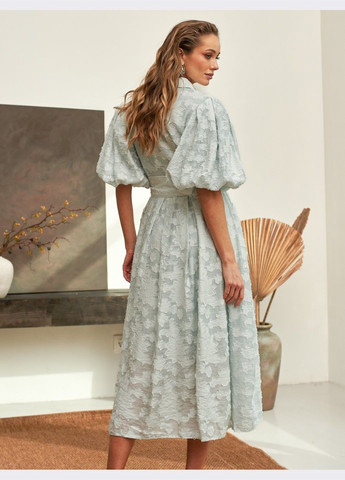 М'ятна святковий сукня-сорочка м'ятного кольору з квітковим візерунком кльош Dressa однотонна