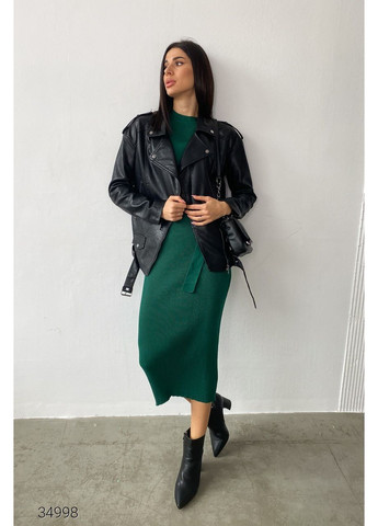 Зелена повсякденний в'язана сукня-водолазка міді в рубчик Byron однотонна