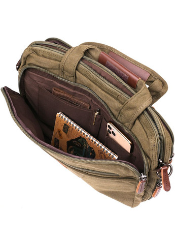 Сумка мужская через плечо для ноутбука на два отделения 20180 Зеленая Vintage (302008925)